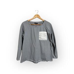 Lafayette 148 New York Women's Navy White Stripe Casual Long Sleeve Tee Medium